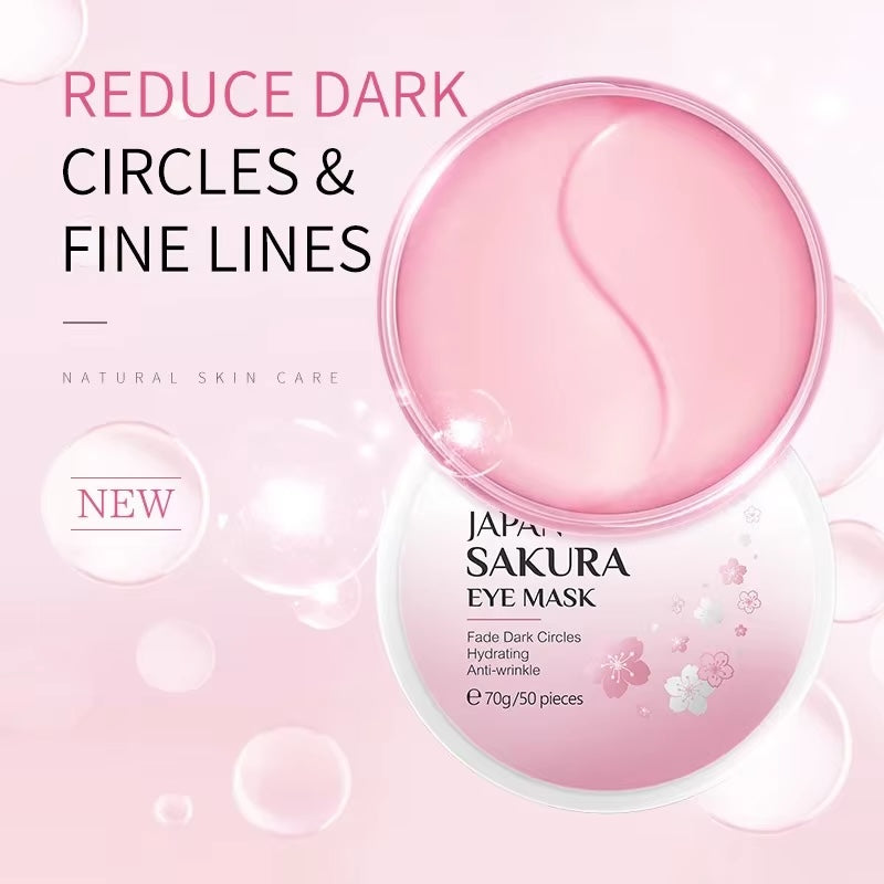 LAIKOU Japan Sakura Eye Mask Fade Dark Circles Hydrating Moisturizing Care Eyes Mask 50Pcs