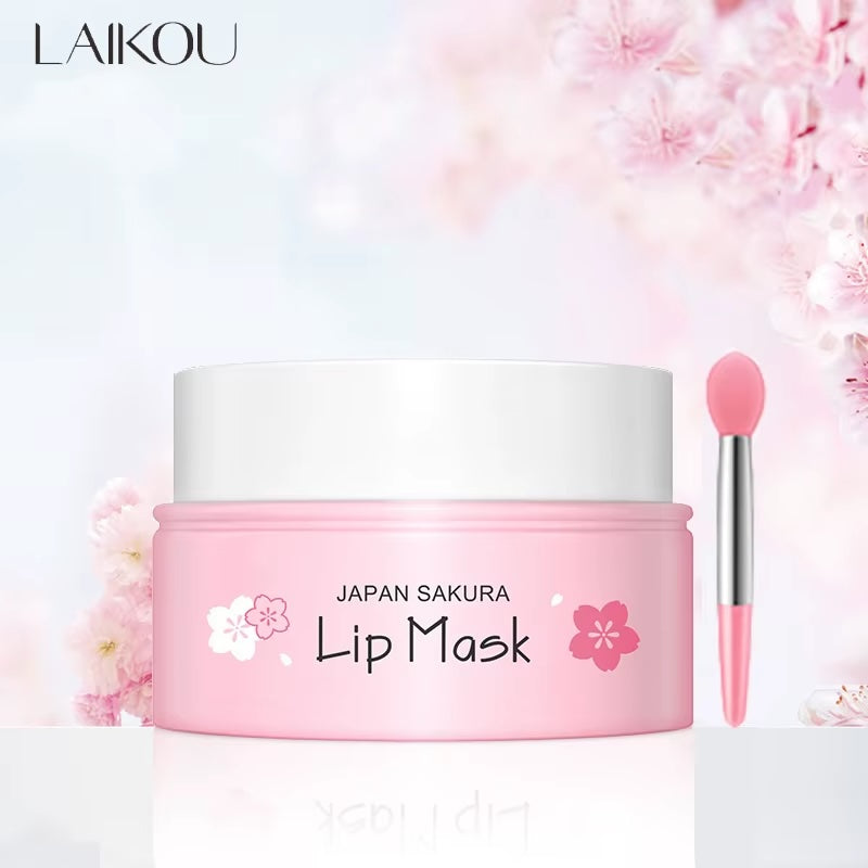 LAIKOU Sakura Lip Serum Mask – Moisturizing Lip Essence for Dry, Cracked Lips & Fine Lines Repair, 8g