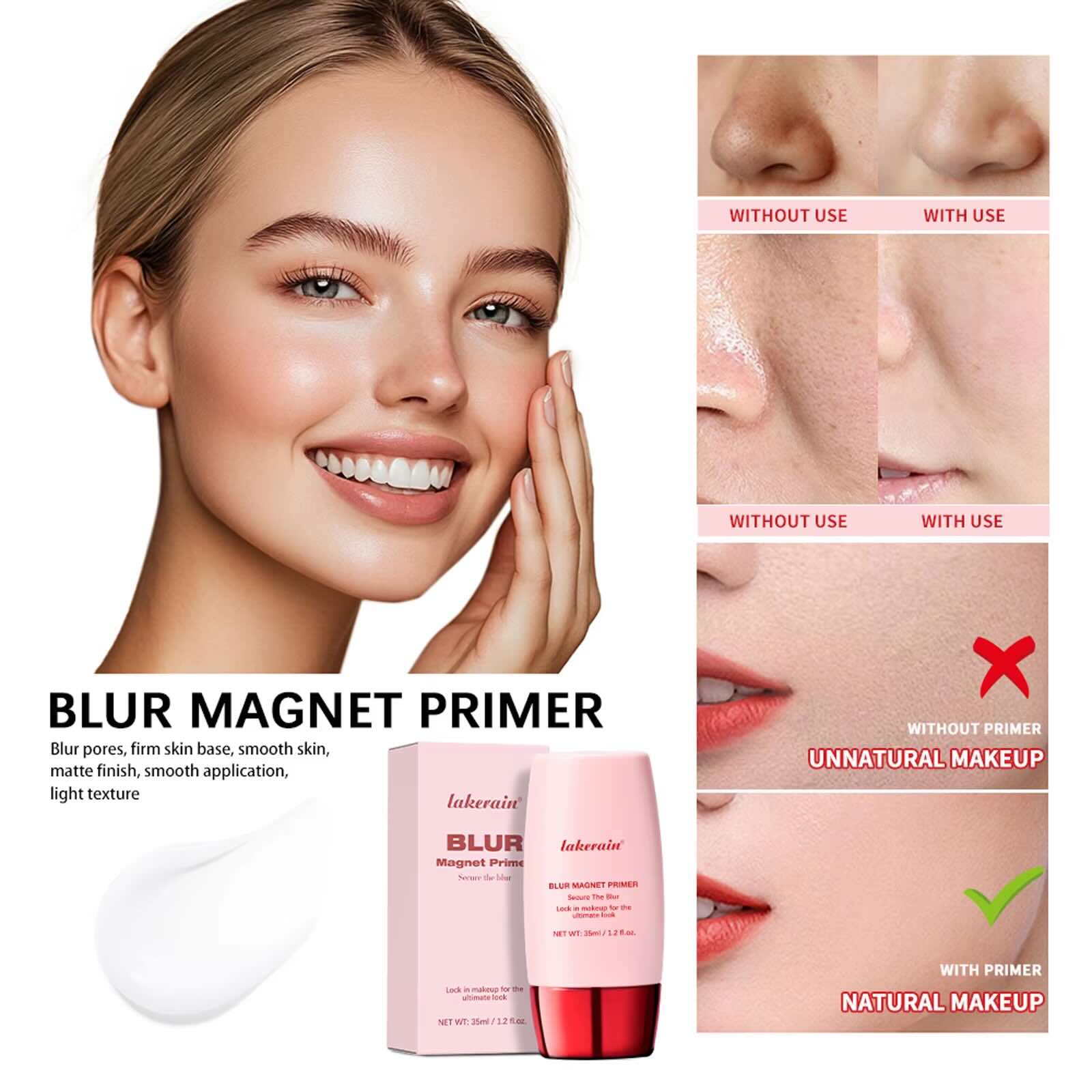 Lakerain Matte Makeup Prep Lotion – Pore-Blurring Face Primer & Multi-Functional Concealer for Smooth, Natural Finish