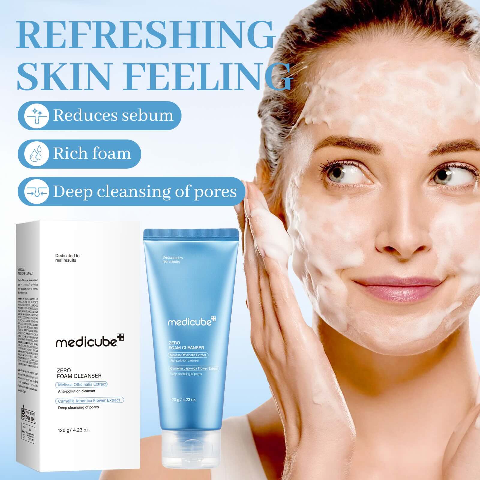Medicube Zero Foam Cleanser – Pore Minimizing Face Wash for Sensitive Skin, Sebum Control & Hydration, 4.23 oz | Korean Skincare