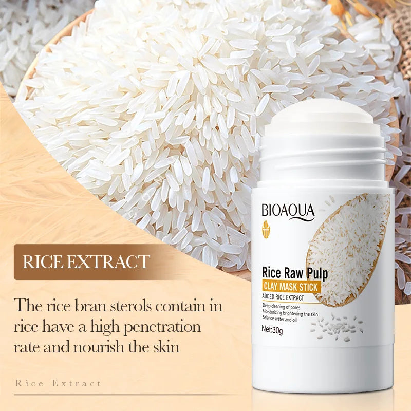 BIOAQUA White Rice Clay Mask Stick – Moisturizing & Blackhead-Removing Face Mask for Deep Cleansing and Firming