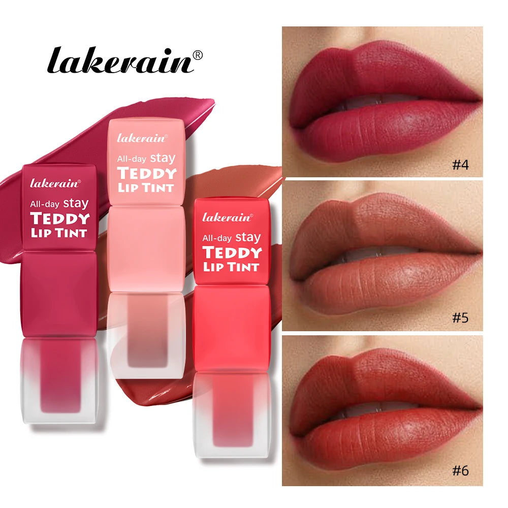 Lakerain Matte Teddy Lip Gloss Set – 6 Long-Lasting Waterproof Shades, Non-Stick & Smudge-Resistant Finish