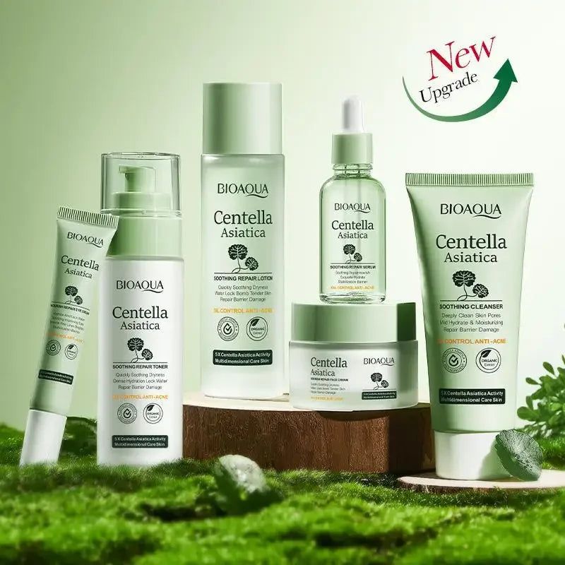 BIOAQUA Centella Skincare Set – 6Pcs | Hydrating & Firming Toner, Serum, Cream, Cleanser