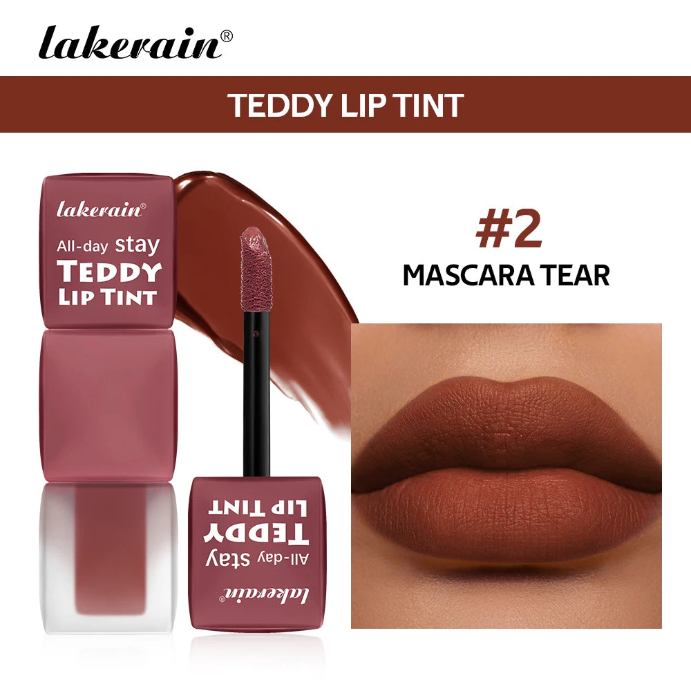 Lakerain Matte Teddy Lip Gloss Set – 6 Long-Lasting Waterproof Shades, Non-Stick & Smudge-Resistant Finish