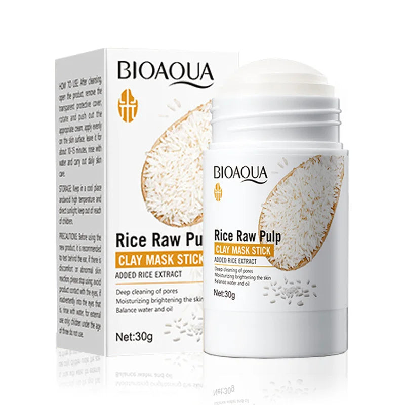 BIOAQUA White Rice Clay Mask Stick – Moisturizing & Blackhead-Removing Face Mask for Deep Cleansing and Firming