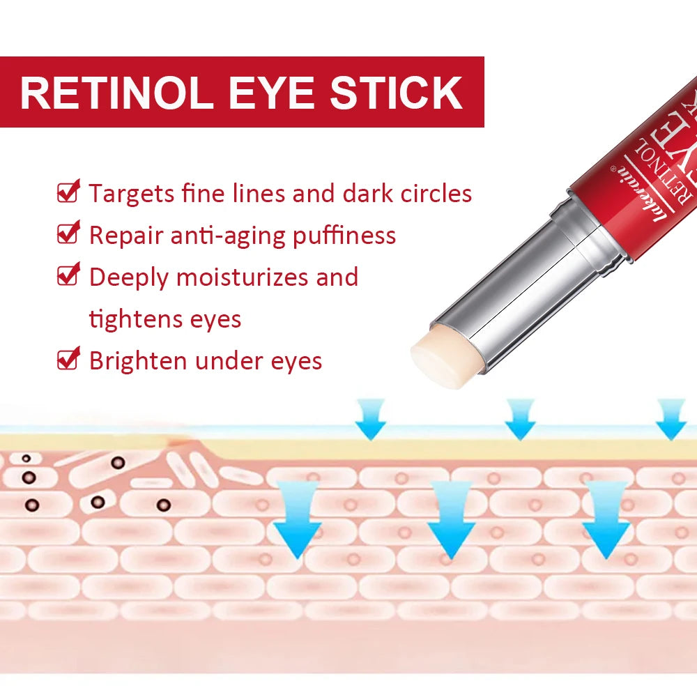 Lakerain Retinol Eye Cream Stick – Dark Circle Lightening & Firming Eye Serum for Women, 3g