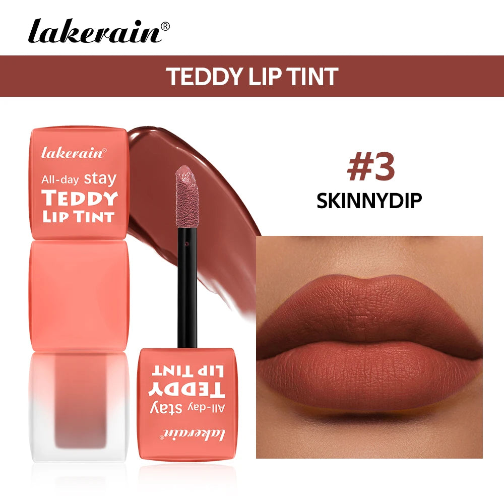 Lakerain Matte Teddy Lip Gloss Set – 6 Long-Lasting Waterproof Shades, Non-Stick & Smudge-Resistant Finish