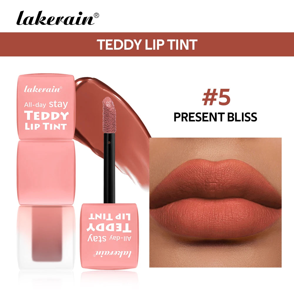 Lakerain Matte Teddy Lip Gloss Set – 6 Long-Lasting Waterproof Shades, Non-Stick & Smudge-Resistant Finish