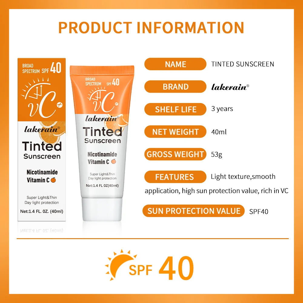 Lakerain SPF40 Tinted VC Sunscreen – Moisturizing & UV Protection