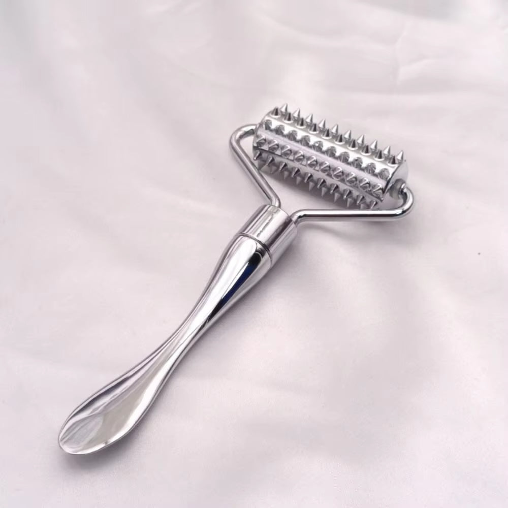 Spa Thin Lift Gua Sha – Zinc Alloy Face Slimming Tool & Wrinkle Relief Massager with Roller and Mask Spatula