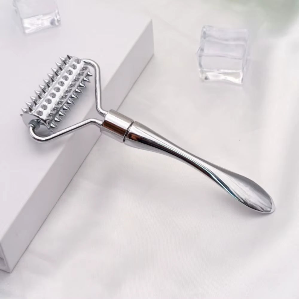 Spa Thin Lift Gua Sha – Zinc Alloy Face Slimming Tool & Wrinkle Relief Massager with Roller and Mask Spatula