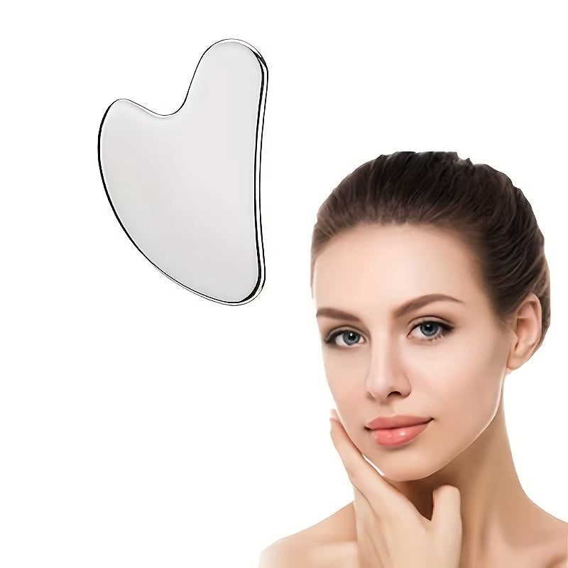 Stainless Steel Gua Sha Tool – Heart & Triangle Design for Facial Massage & Lymphatic Drainage