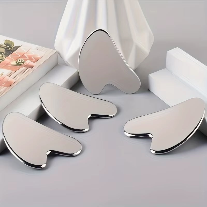 Stainless Steel Gua Sha Tool – Heart & Triangle Design for Facial Massage & Lymphatic Drainage