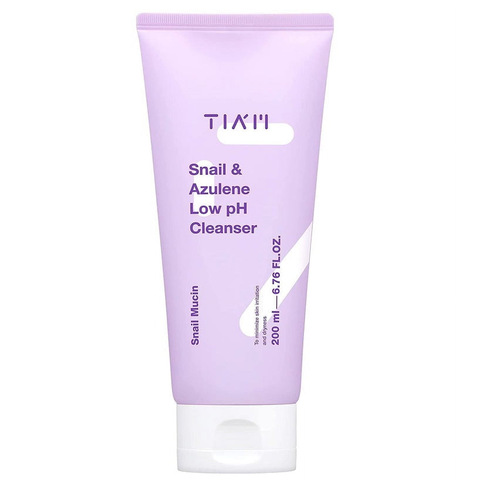 TIAM Snail & Azulene Low pH Cleanser in a 200ml tube, ideal for sensitive and acne-prone skin.