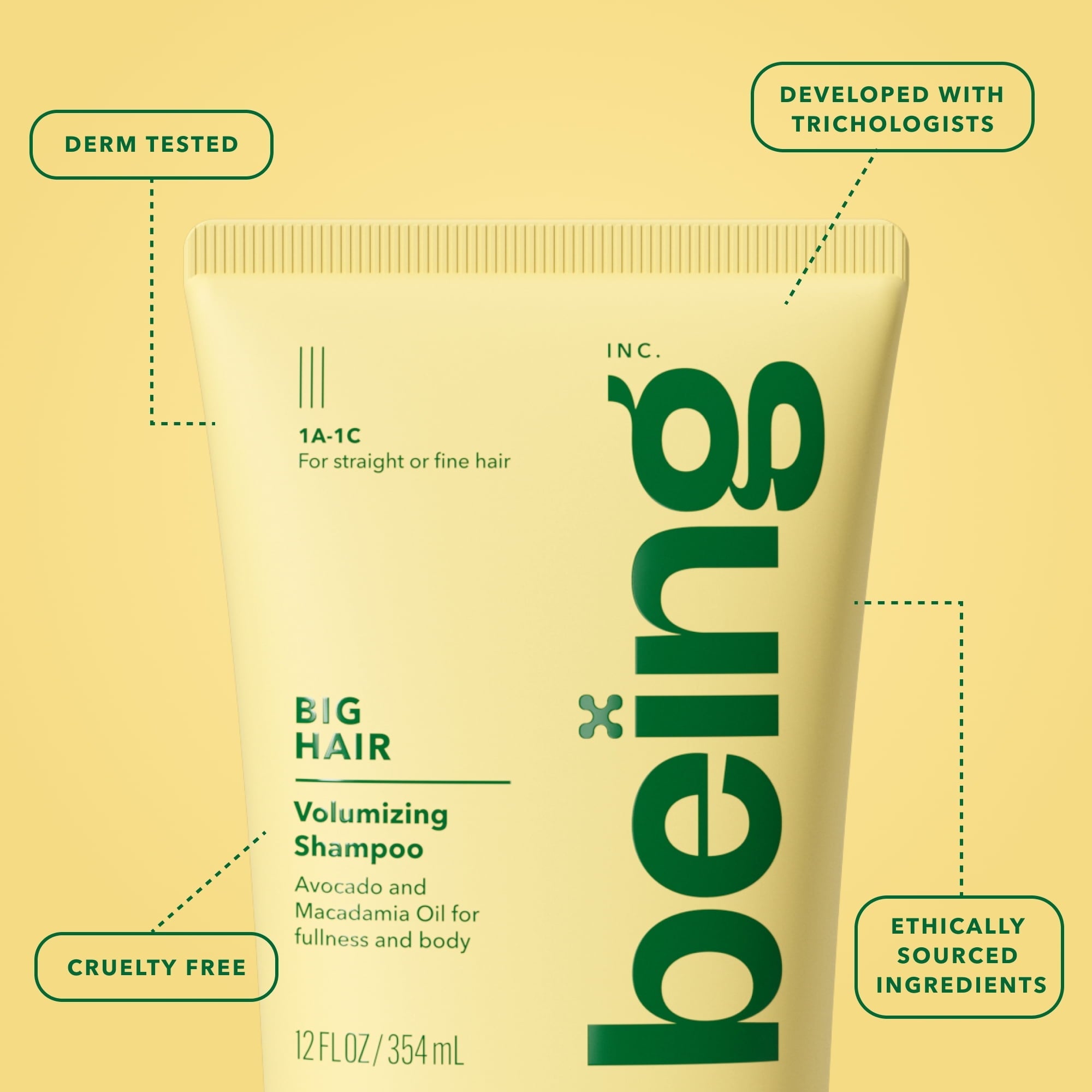 Being BIG HAIR Volumizing Shampoo – For Straight & Fine Hair with Avocado & Macadamia Oil, 12 fl oz