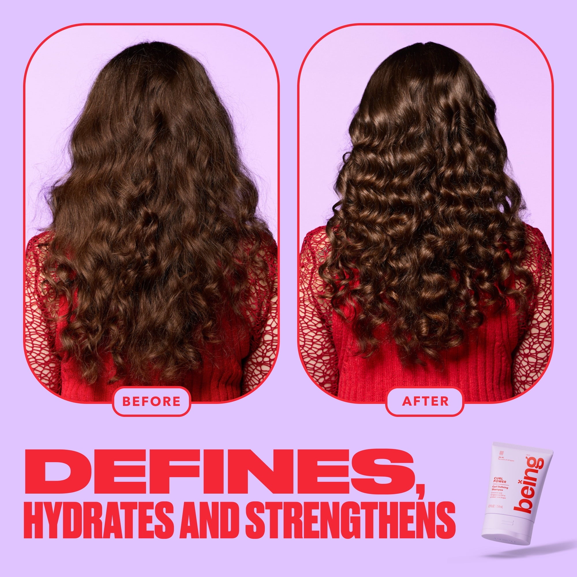 Being CURL POWER Curl Defining Shampoo – Nourishing Cleanser with Coconut & Grapeseed Oil for Curly Hair, 12 fl oz