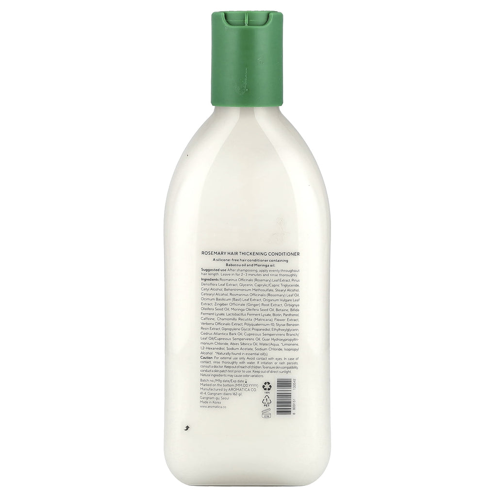 Aromatica Rosemary Hair Thickening Conditioner – Vegan, Silicone-Free Conditioner for Fuller, Healthier Hair (400ml)