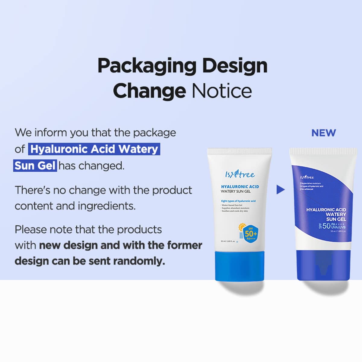 Isntree Hyaluronic Acid Watery Sun Gel SPF 50 PA++++ UVA/UVB Protection (2-Pack) – Lightweight & Hydrating Sunscreen, 50ml / 1.69 Fl.Oz. Each