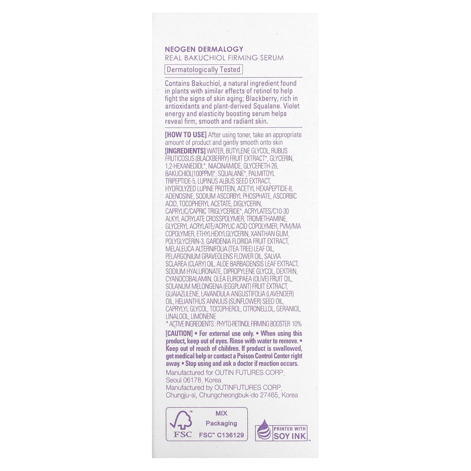 NEOGEN Dermalogy Real Bakuchiol Firming Serum – 30ml | Gentle Retinol Alternative for Firm, Youthful Skin
