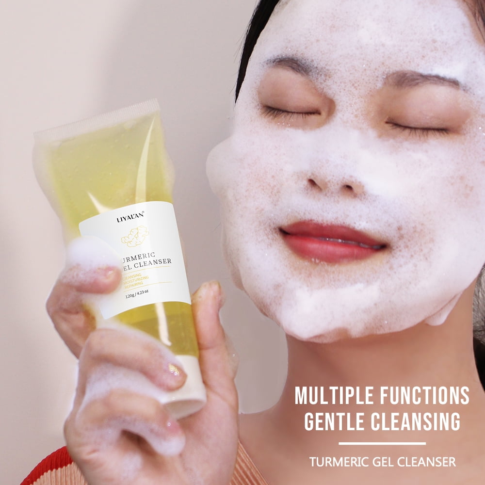 LIYAL’AN Turmeric Facial Cleanser 120ml – Natural Gel Face Wash for Acne Treatment, Oil Control & Skin Brightening