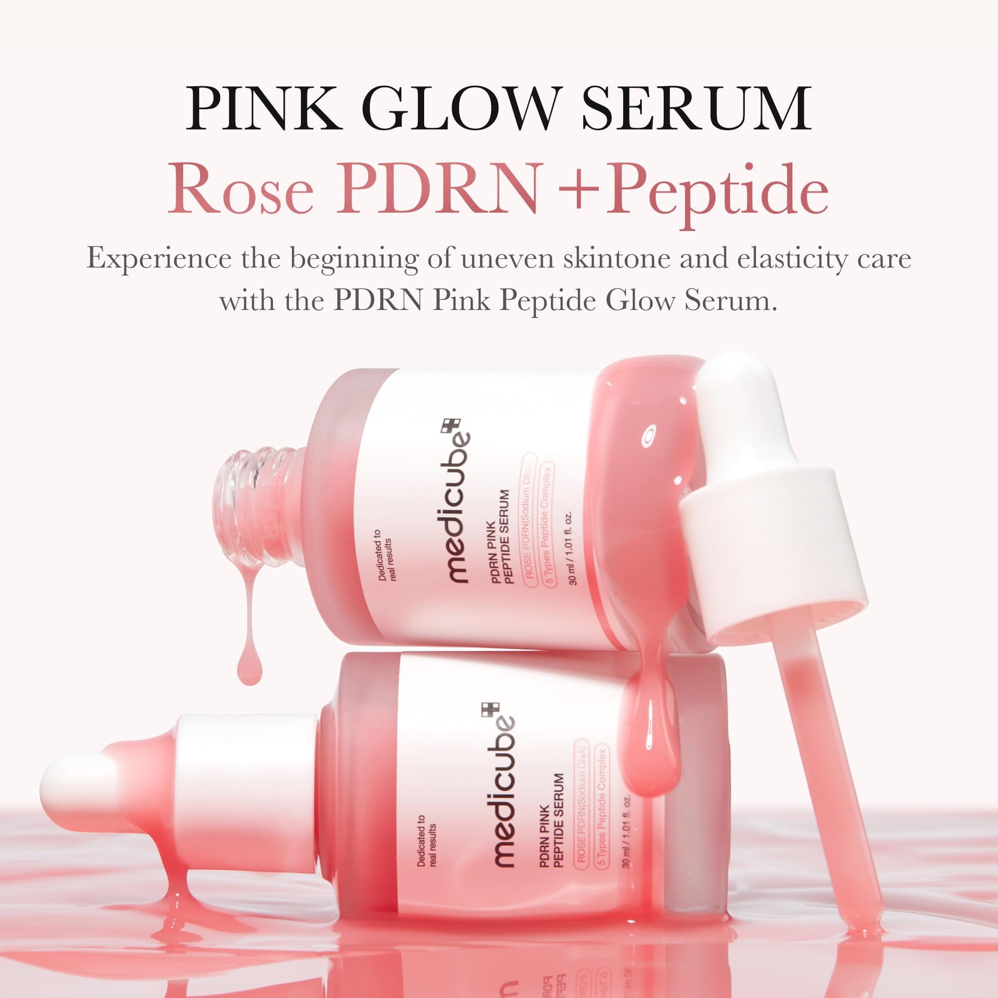 Medicube Rose PDRN Pink Peptide Serum – Hydrating, Firming, Vegan Korean Skincare for Uneven Skin Tone & Pore Care