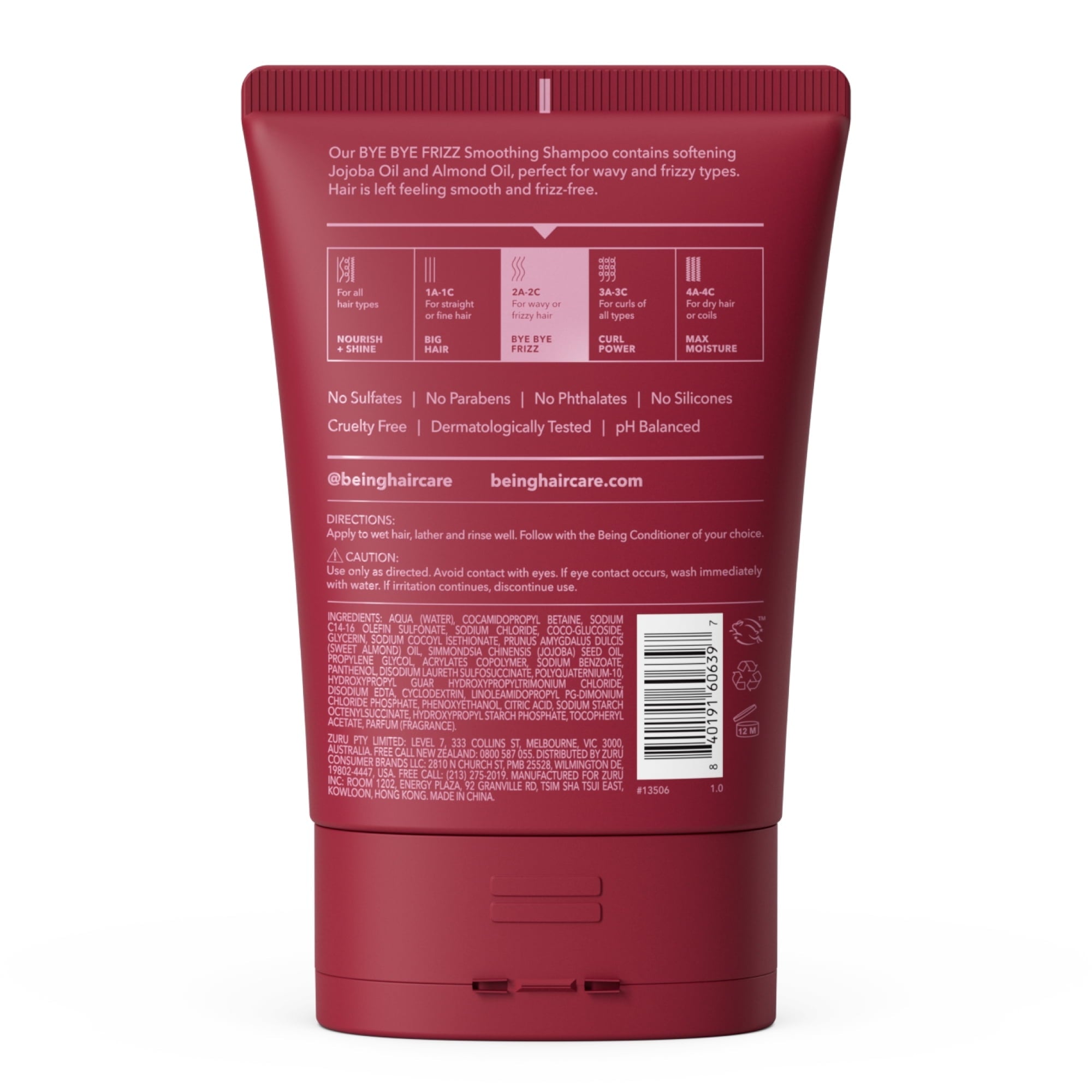 Being BYE BYE FRIZZ Smoothing Shampoo – Anti-Frizz Shampoo with Jojoba & Almond Oil, 12 fl oz