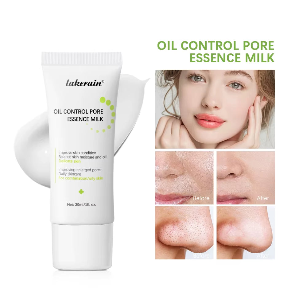 Lakerain Milk Pore Minimizer Essence Face Primer – Shine Control, Wrinkle Blurring & Long-Lasting Makeup Base, 30ml