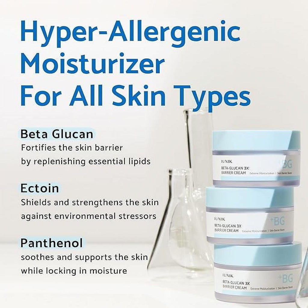 IUNIK Beta-Glucan 3X Barrier Moisture Cream – Deep Hydration & Fast-Absorbing Moisturizer for Sensitive Dry Skin, with Shea Butter & Panthenol