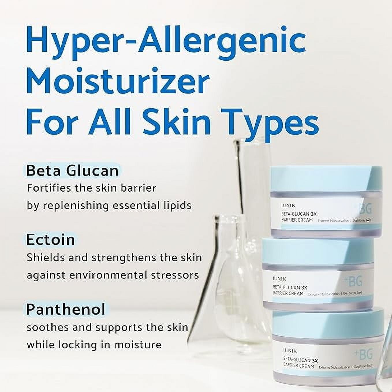 IUNIK Beta-Glucan 3X Barrier Moisture Cream – Deep Hydration & Fast-Absorbing Moisturizer for Sensitive Dry Skin, with Shea Butter & Panthenol