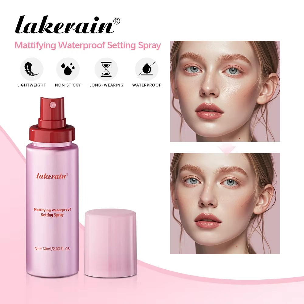 Lakerain Mattifying Waterproof Setting Spray – Long-Lasting Makeup Fixer for Oil Control & Shine-Free Finish