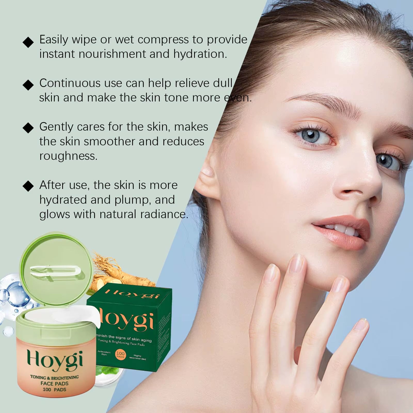 Hoygi Centella Asiatica Facial Pads – 100 Pads | Moisturizing, Anti-Acne, Skin Soothing & Repair