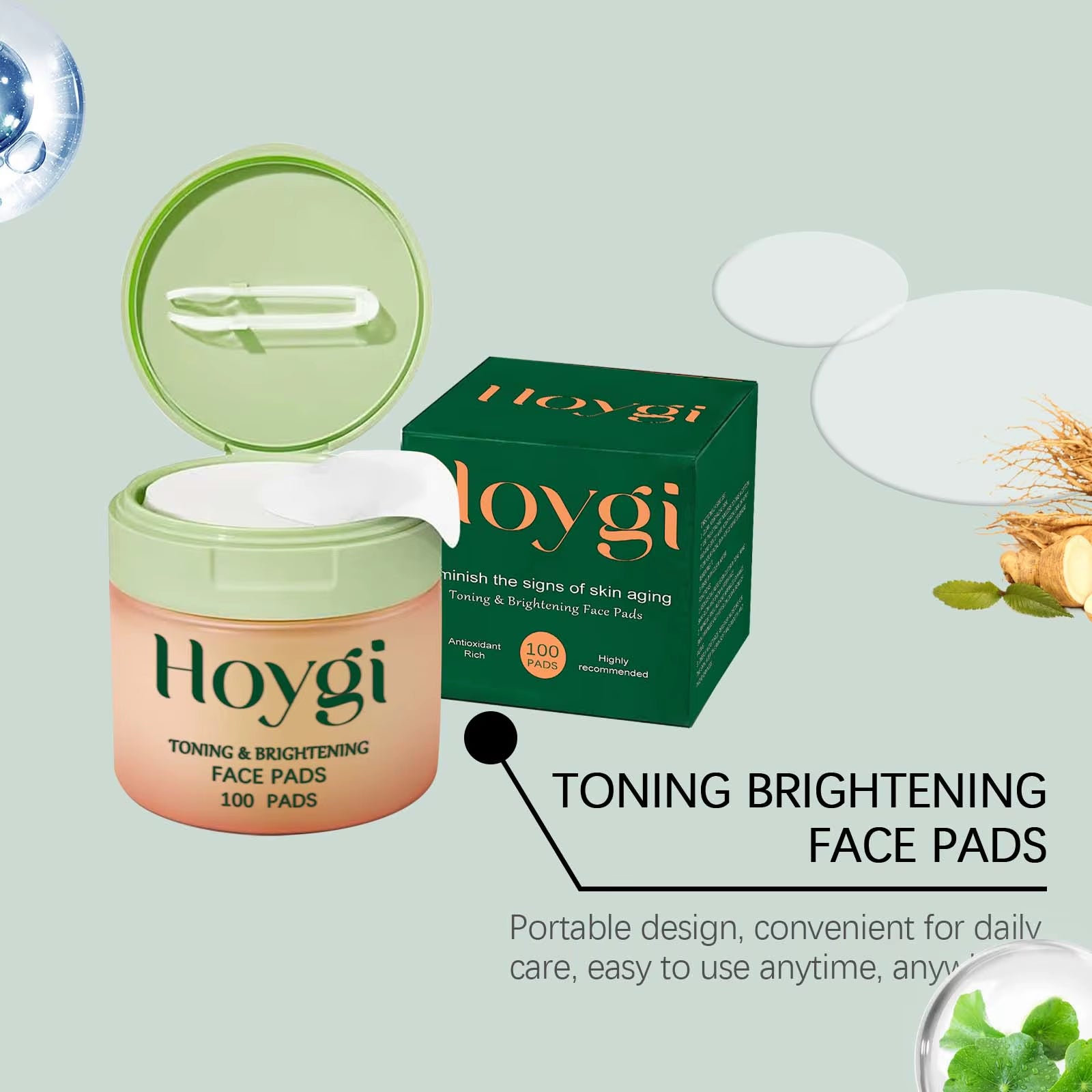 Hoygi Centella Asiatica Facial Pads – 100 Pads | Moisturizing, Anti-Acne, Skin Soothing & Repair