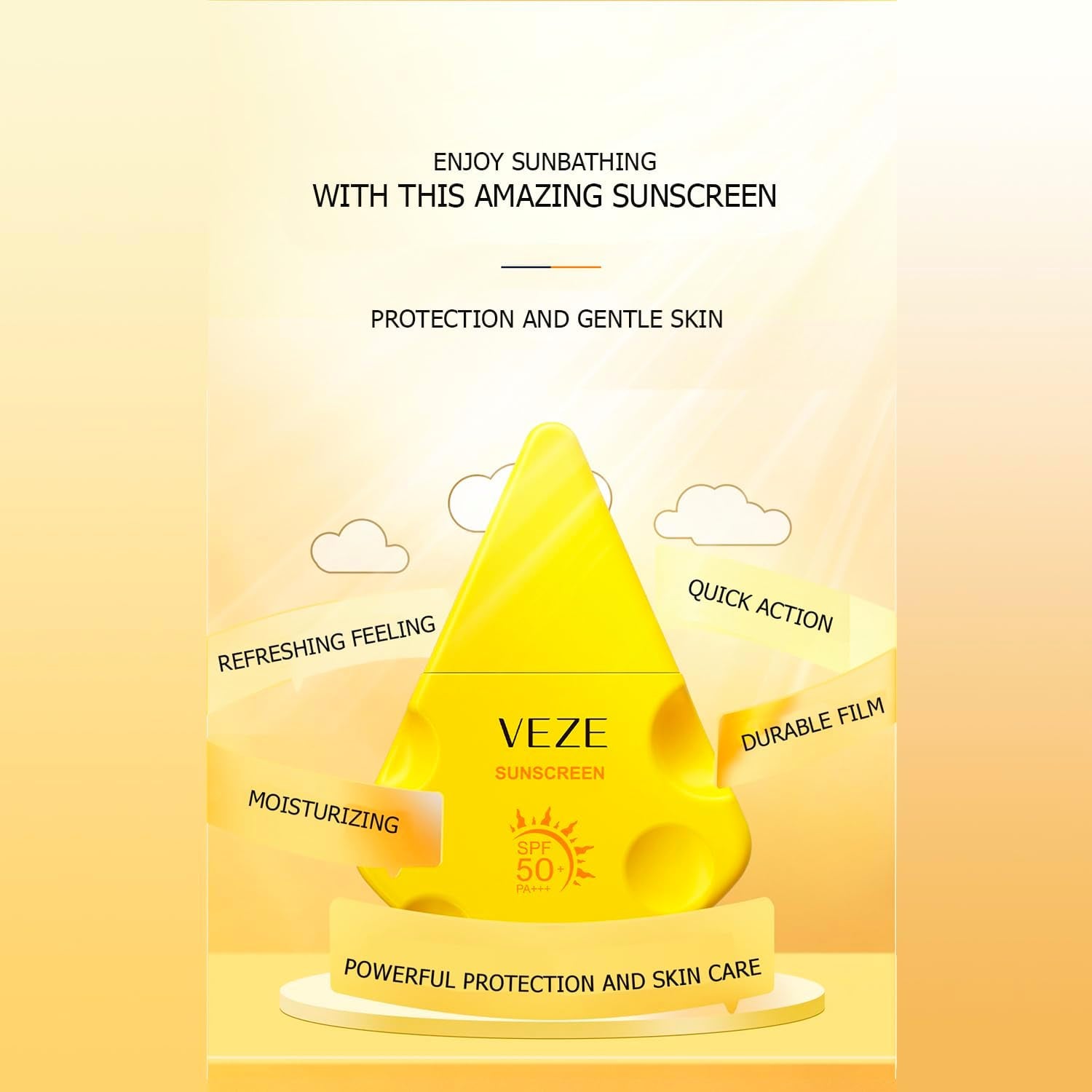 VENZEN Avocado Butter Cheese Sunscreen SPF50+ PA+++ – Moisturizing UVA/UVB Protection, 30g