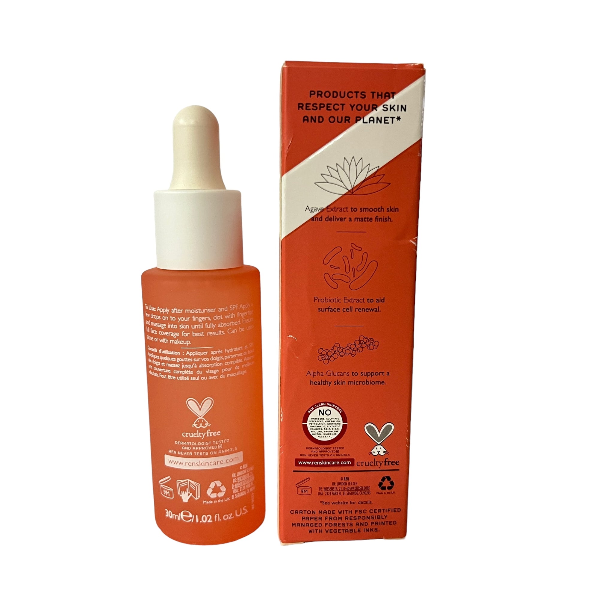 REN Clean Skincare Perfect Canvas Clean Primer – 30ml / 1.02 oz | Silicone-Free, Probiotic-Infused Makeup Primer | Smooths, Mattifies & Enhances Skin Microbiome