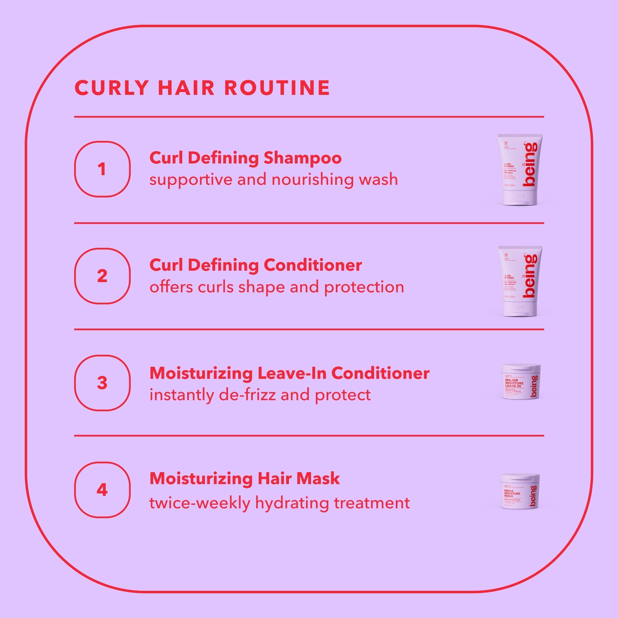 Being CURL POWER Curl Defining Shampoo – Nourishing Cleanser with Coconut & Grapeseed Oil for Curly Hair, 12 fl oz