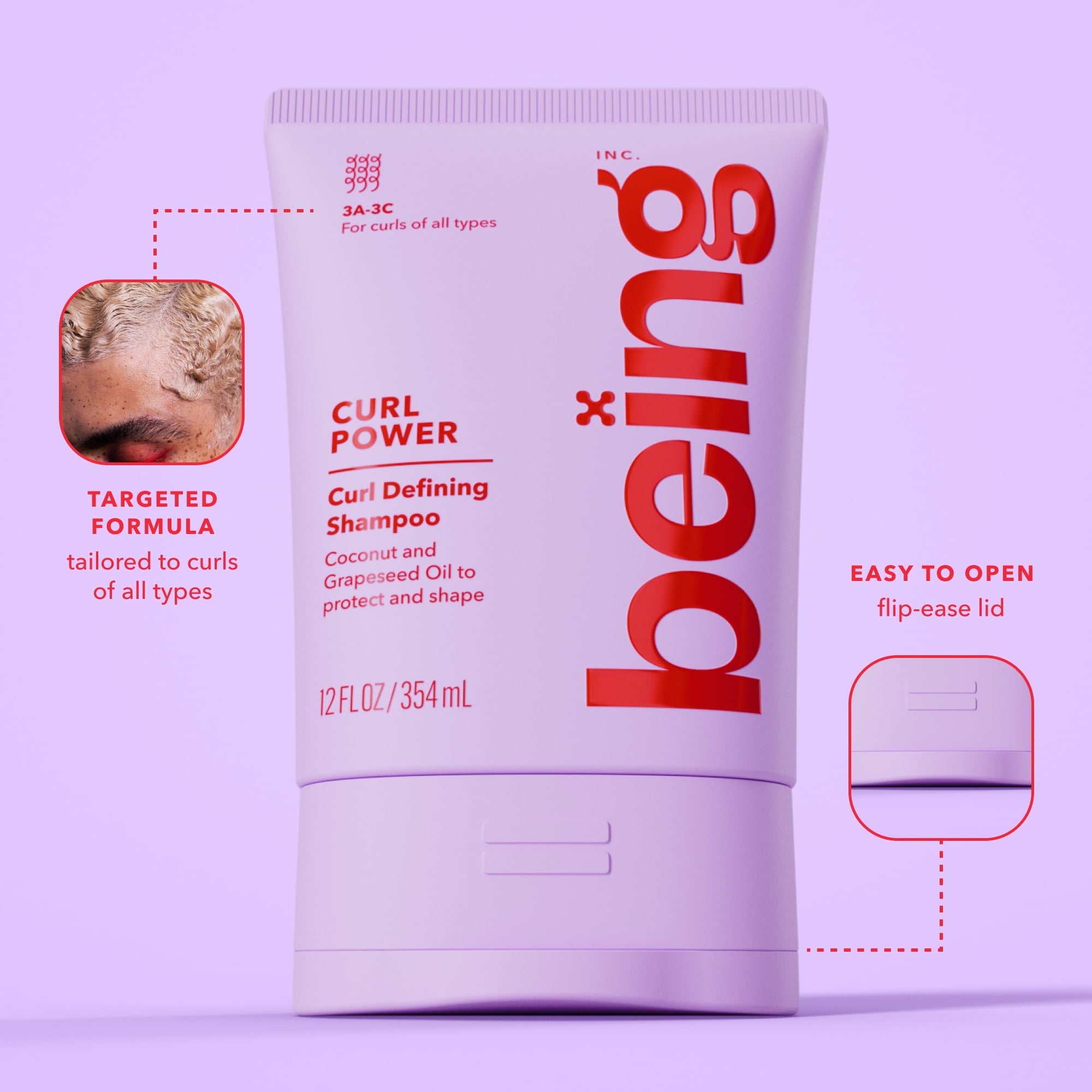 Being CURL POWER Curl Defining Shampoo – Nourishing Cleanser with Coconut & Grapeseed Oil for Curly Hair, 12 fl oz