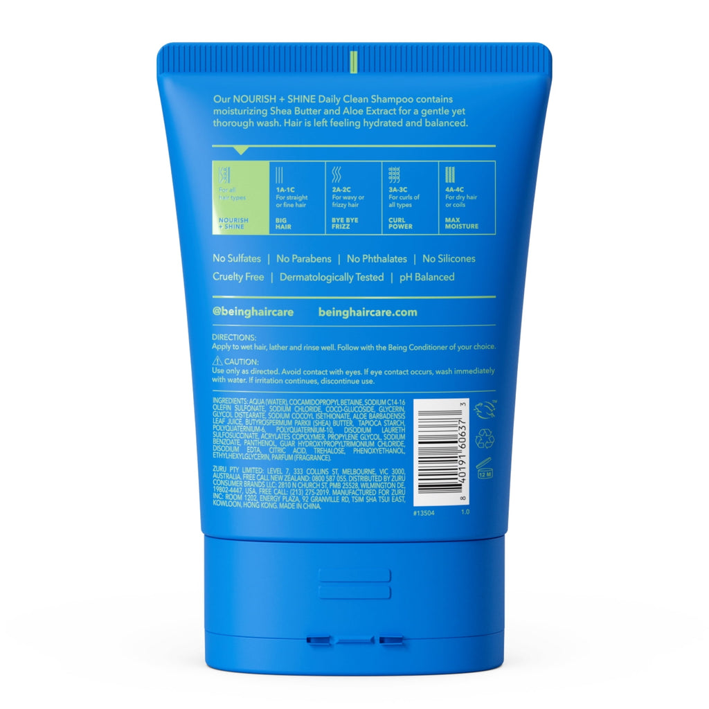 Being NOURISH + SHINE Daily Clean Shampoo – Shea & Aloe Extract for All Hair Types, 12 fl oz