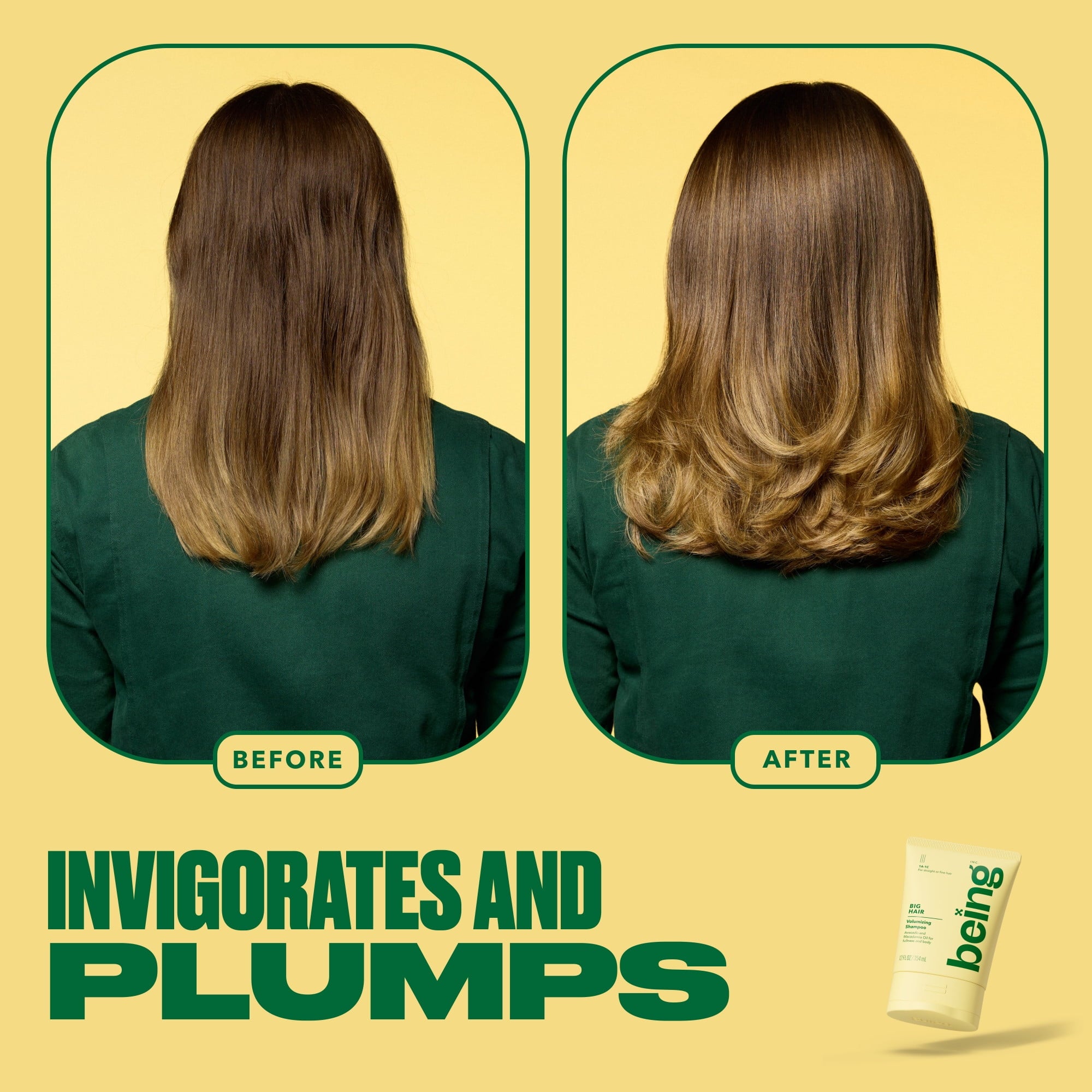 Being BIG HAIR Volumizing Shampoo – For Straight & Fine Hair with Avocado & Macadamia Oil, 12 fl oz