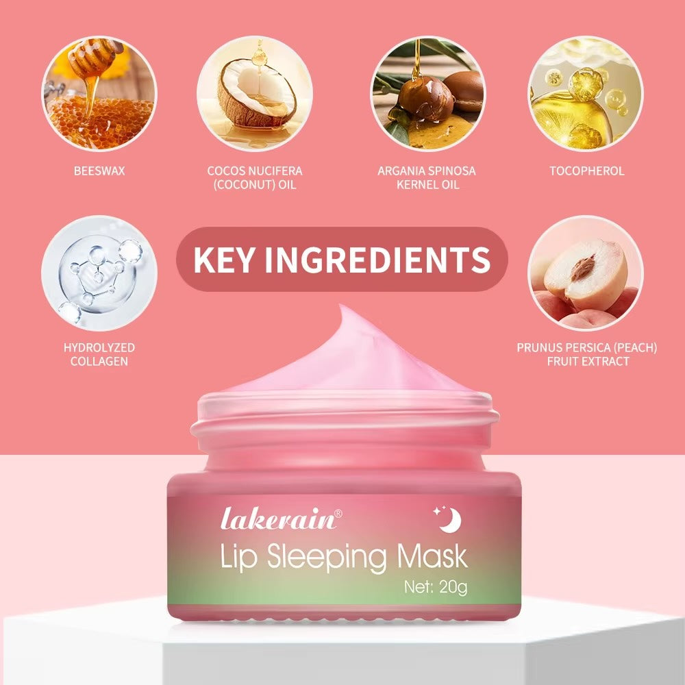 Lakerain Peach Collagen Lip Mask – Repairing & Moisturizing Overnight Care 20g/0.07oz.